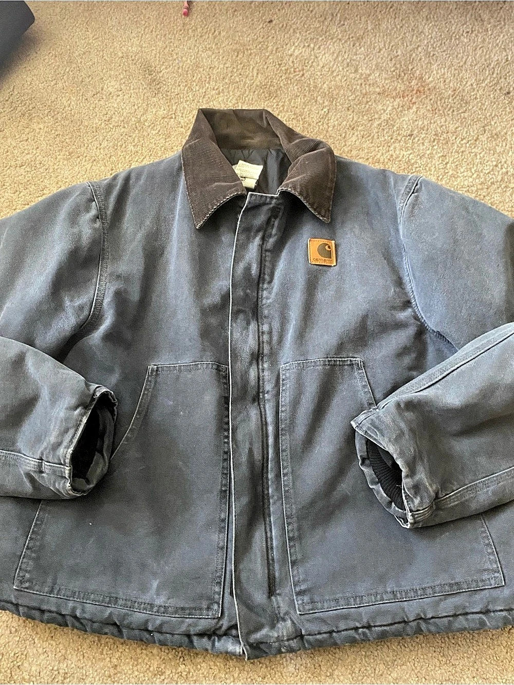 VTG 2000 Carhartt J22 PTL Arctic Traditional Jacket Petrol Blue Canvas USA XL R
